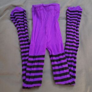 WOMEN'S PURPLE STRIPED TIGHTS.
